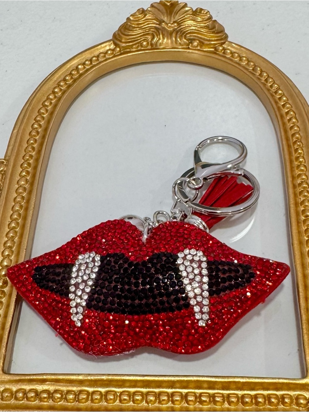 New Red Crystal Fangs Keychain Charm